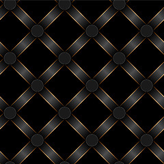 Image showing seamless black ribbon and gold strip pattern