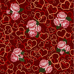 Image showing red rose and heart seamless