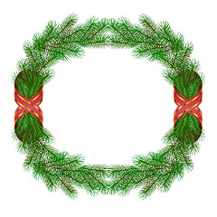 Image showing christmas fir branch wreath frame