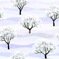 Image showing trees in snow in winter garden seamless