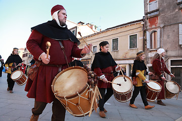 Image showing Medieval drummers band