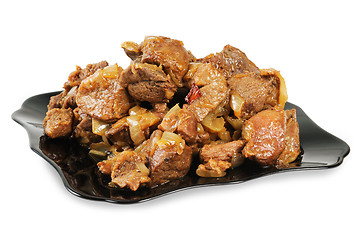 Image showing Stew with onions on a plate.