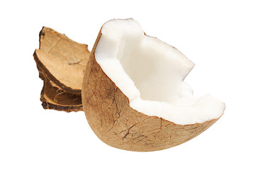 Image showing Fresh coconut and coconut shells