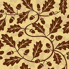 Image showing oak leaf acorn seamless background