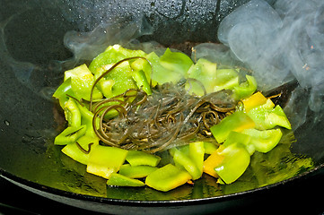 Image showing vegetables in a Chinese wok