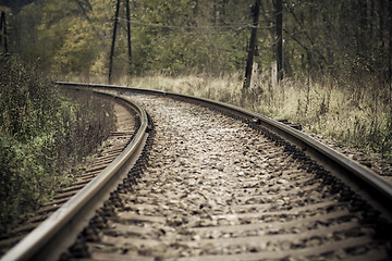 Image showing railroad in autumn mystical weather