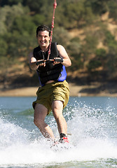 Image showing Man Wakeboarding on the lake