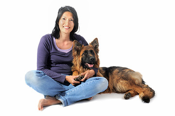 Image showing german shepherd and chinese girl