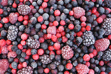 Image showing Close up of frozen mixed fruit  - berries 