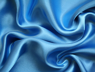 Image showing Smooth elegant blue silk as background