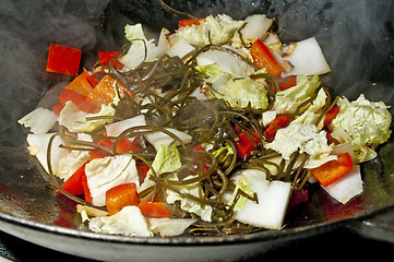 Image showing vegetables in a Chinese wok