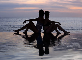 Image showing Two girls on the beach