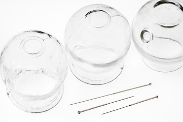 Image showing acupuncture needles and cupping glasses