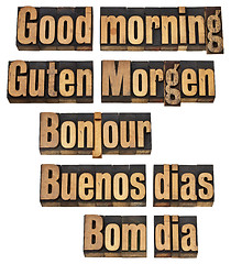 Image showing Good morning in five languages