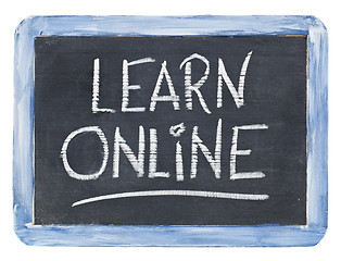 Image showing learn online blackboard sign