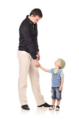 Image showing Handshake of man and boy