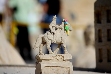 Image showing Horseman sand statue