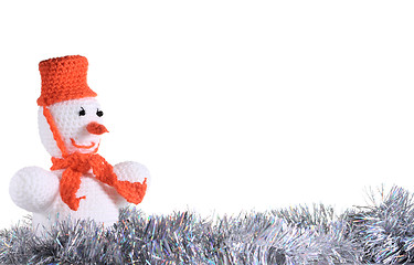 Image showing White snowman at the white background