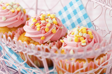 Image showing Pink muffins