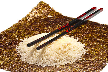 Image showing seaweed and rice for sushi