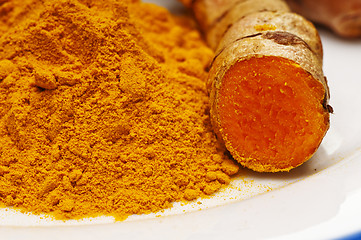 Image showing turmeric, root and powder