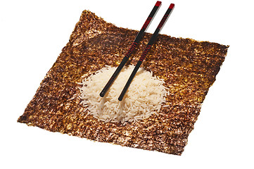 Image showing seaweed and rice for sushi