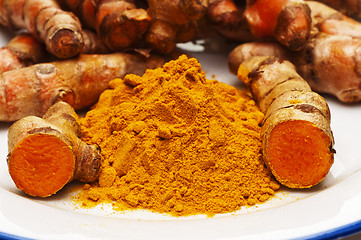 Image showing turmeric, root and powder