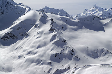 Image showing Snowy slopes of Caucasus Mountains