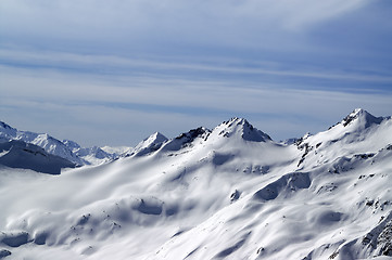 Image showing Snowy slopes. Caucasus Mountains.