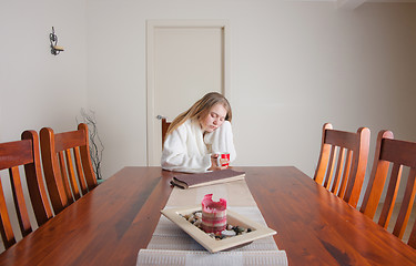 Image showing young woman morning cofee