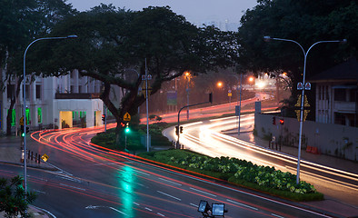 Image showing car road lights at sunset