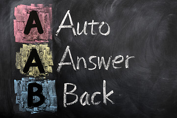 Image showing Acronym of AAB for auto answer back 