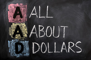 Image showing Acronym of AAD for All About Dollars