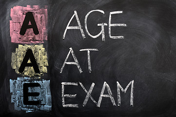 Image showing Acronym of AAE for Age at Exam