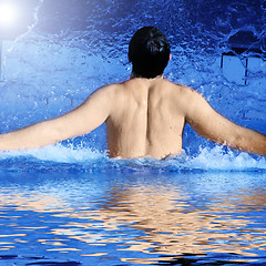 Image showing cold water therapy after sauna  