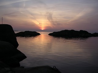 Image showing Sunset at sea