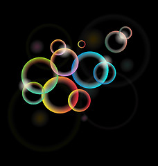 Image showing set of multicolor illuminated circle for design card or flyer