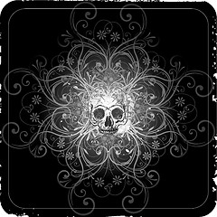 Image showing vector grunge halftone background with a skull