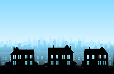 Image showing Cityscapes silhouettes background