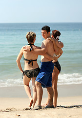 Image showing Friends on the beach