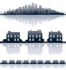 Image showing Cityscapes silhouettes background