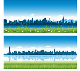 Image showing Cityscapes silhouettes background