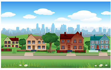 Image showing House background with cityscape behind