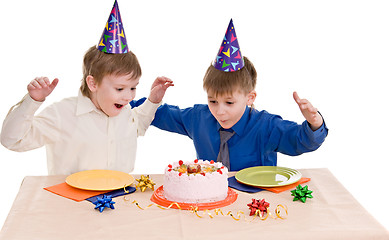 Image showing two boy wich cake