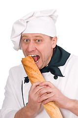 Image showing funny chef with loaf