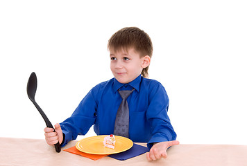 Image showing boy with a big spoon