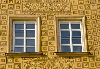 Image showing Ancient building decor windows ornamented wall 