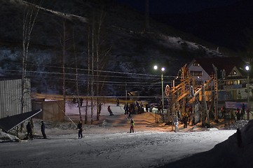 Image showing Skiing center at evening time