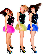 Image showing Three pretty girls dancing