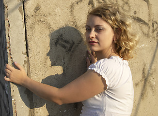 Image showing Girl on roof